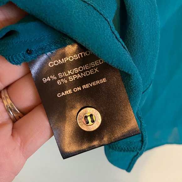 Herve Leger Paris Silk V Neck Ruffle Blouse Top Size 12 - Picture 4 of 5